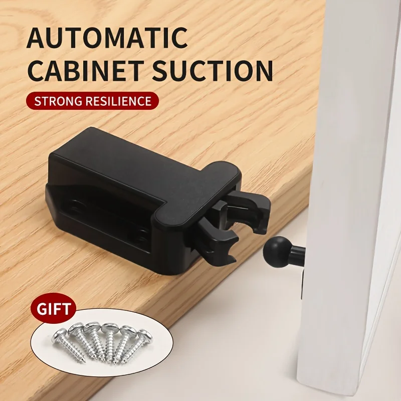 4Pc Push to Open Cabinet Door Catche with Strong Resilience Plastic Material Furniture Cupboard Accessory Catch Lock Door Closer