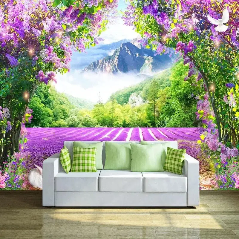 

Custom Landscape Photo Wallpaper 3D Flower Natural Scenery Mural Pastoral Style Wall Painting Living Room Wedding House Decor