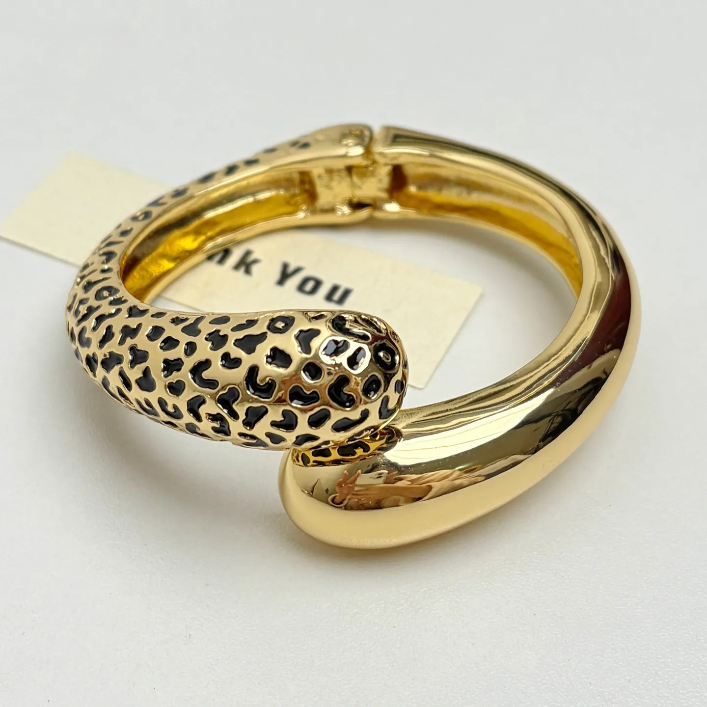 Vintage enamel leopard print open elastic bracelet women's light luxury high-end simple glossy cross plain circle bracelet jewel