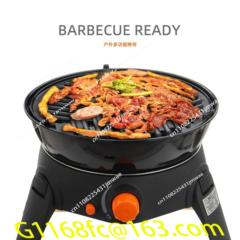 Outdoor multi-functional camping barbecue grill 6-piece set folding picnic equipment surrounding stove tea oven