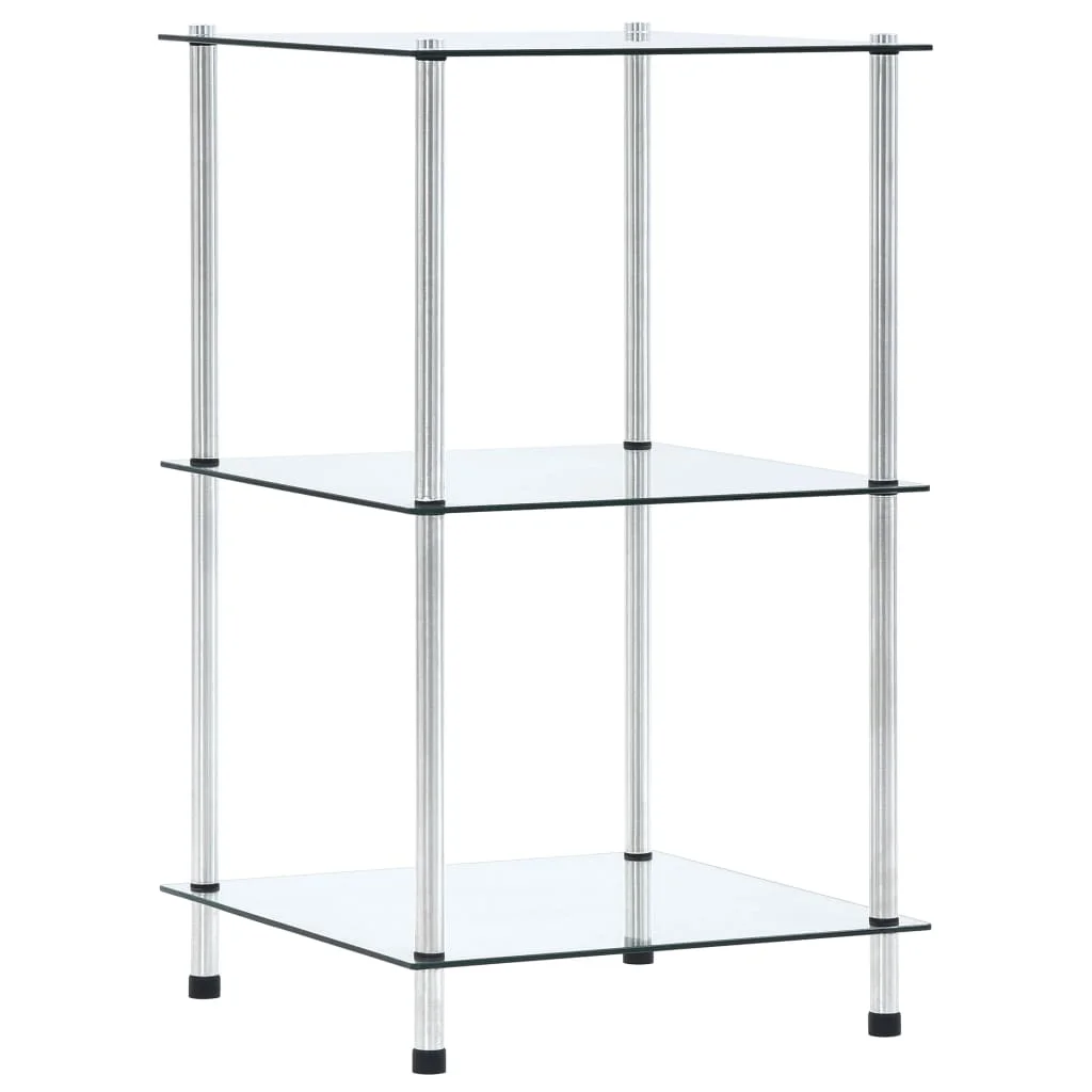 VidaXL 3 level shelf clear tempered glass 40x40x67cm