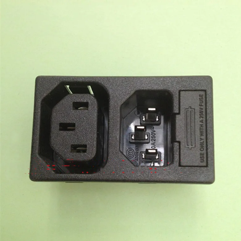 One male, one female socket with insurance Taiwan  10 a double seat IEC socket  R-3014G21