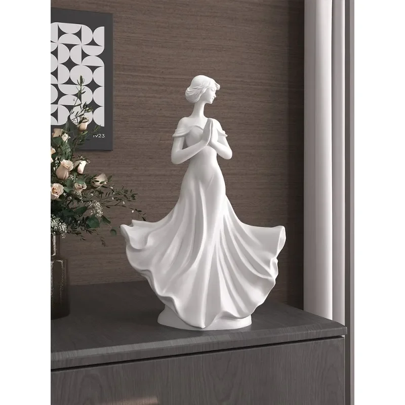 Creative figure art ornament prayer plain shadow high-end sculpture living room entrance wine cabinet study home decoration