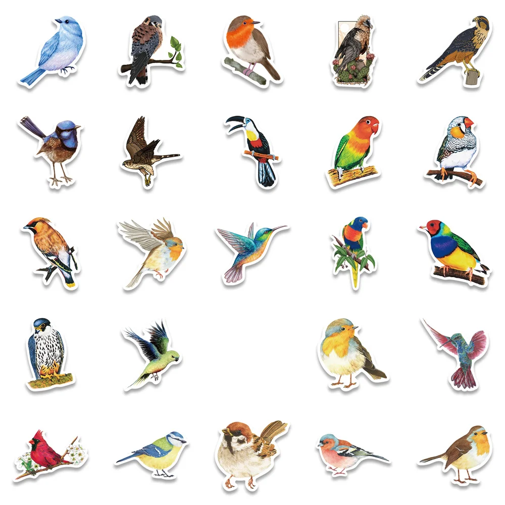 50pcs Aesthetic Bird Stickers For Stationery Ipad Laptop Scrapbook Car Craft Supplies DIY Kids Sticker Scrapbooking Material