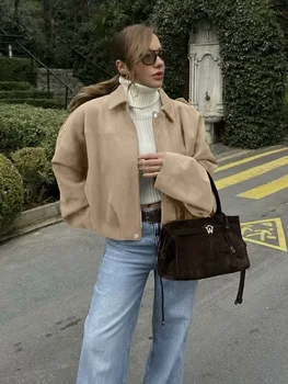 2026 Women's Fashion Loose Drop Shoulder Zip-Up Cargo Jacket Casual Top 6