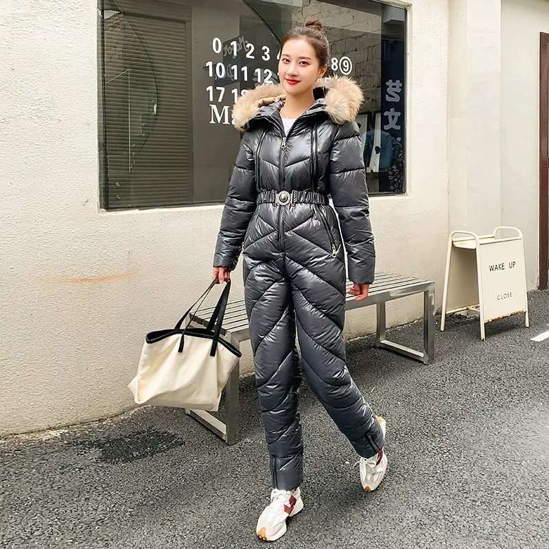 

Новый женский цельный лыжный костюм, комбинезон, цельный хлопковый костюм, корейская свободная верхняя одежда для улицы, женское зимнее теплое хлопковое пальто