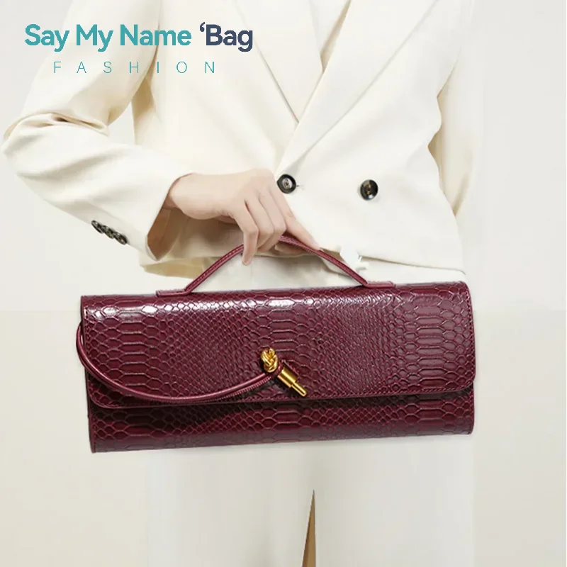 

Luxury Design Elegant Versatile Pu Leather Handbag Snake Skin Pattern Perfect Top-Handle Bag Women Evening Handbag Long Purse