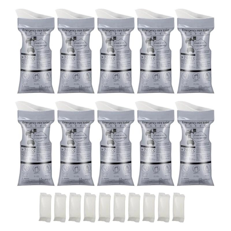 R6FA 10pcs حقيبة البولية في حالات الطوارئ لرحلات الطرق السريعة تمتص المسحوق القابل للتصرف في حقيبة البول التي يمكن التخلص منها
