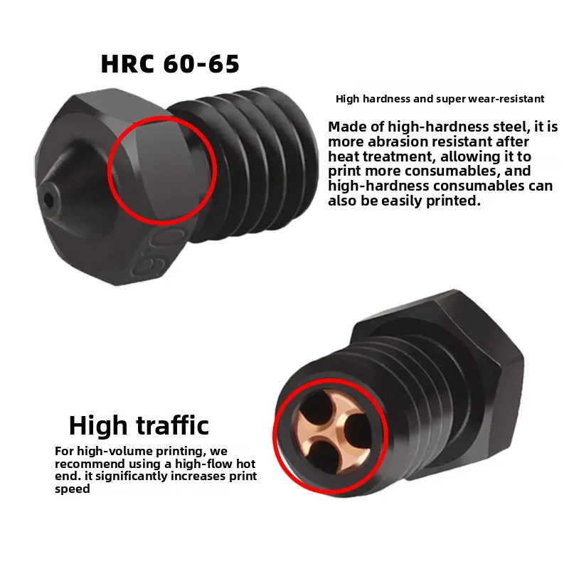 3D Printer Parts For E3D V6 hardened steel CHT nozzle three-hole cloning high flow high temperature wear-resistant nozzle