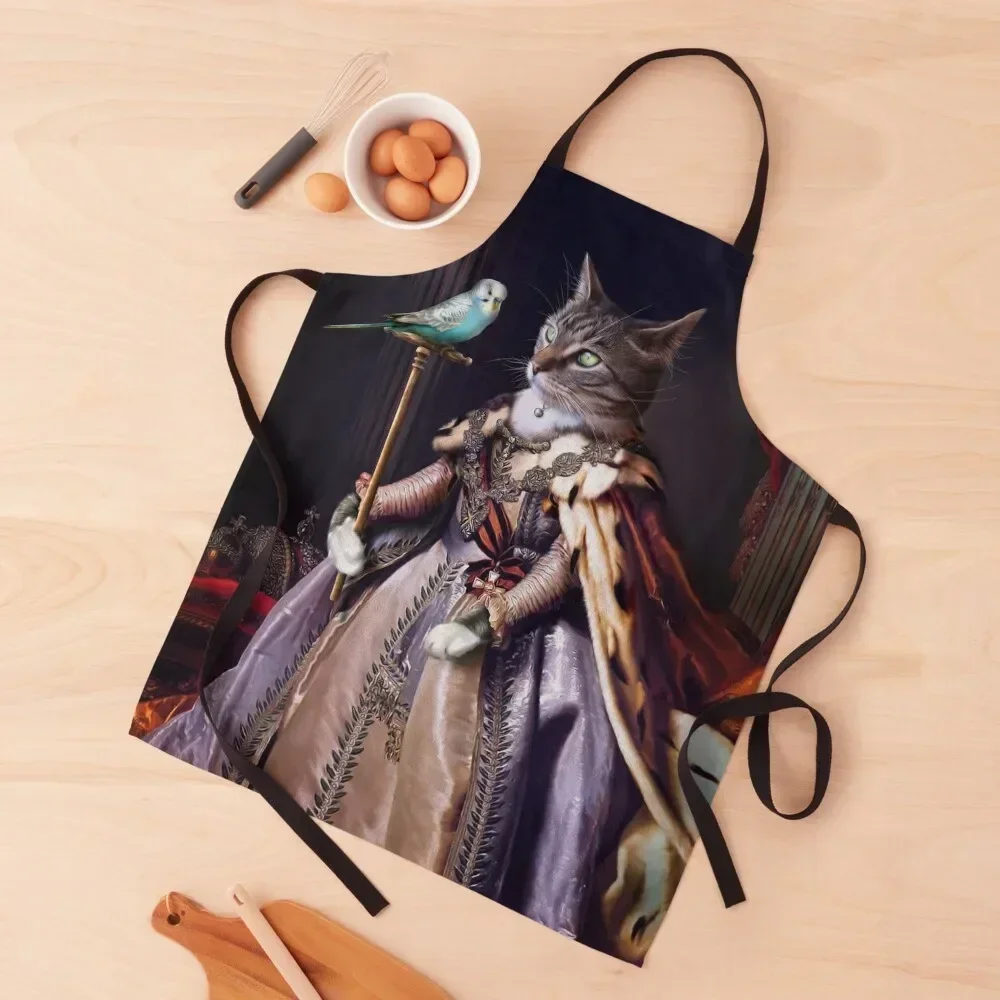 

Cat and Budgie Portrait -Big Cat and Cyril Apron Kitchen Tools Cooking Apron