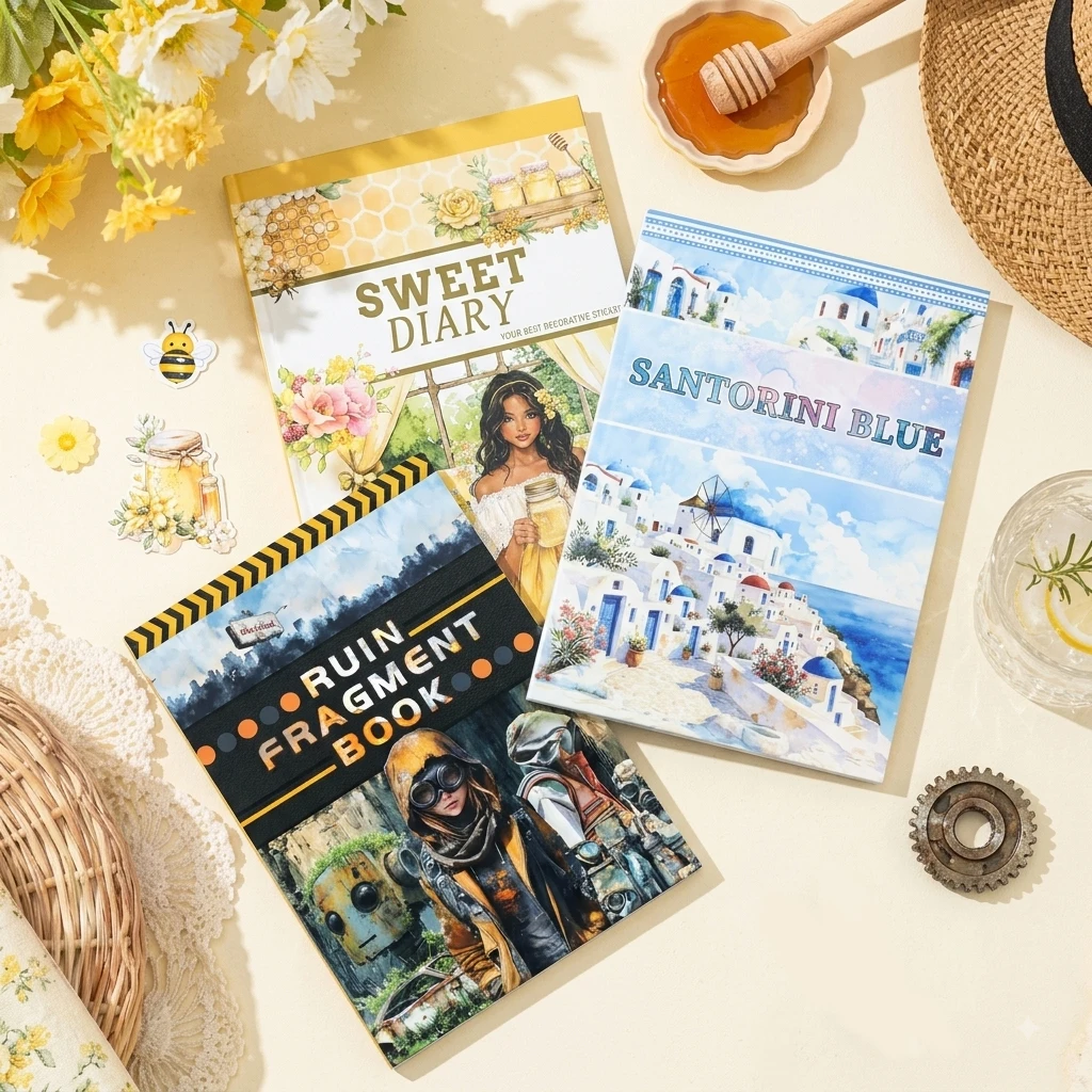 20Sheets Large Size Waterproof Dual-Material Seaside Town Washi PET Sticker Book Beautiful Lady Stickers Set ForScrapbookingJunk