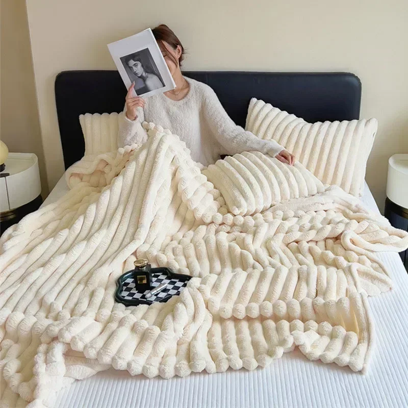 Winter Imitation Fur Plush Blanket Warm Super Soft Blankets Bed Sofa Cover Luxury Fluffy Throw Blanket Bedroom Couch Pillow Case