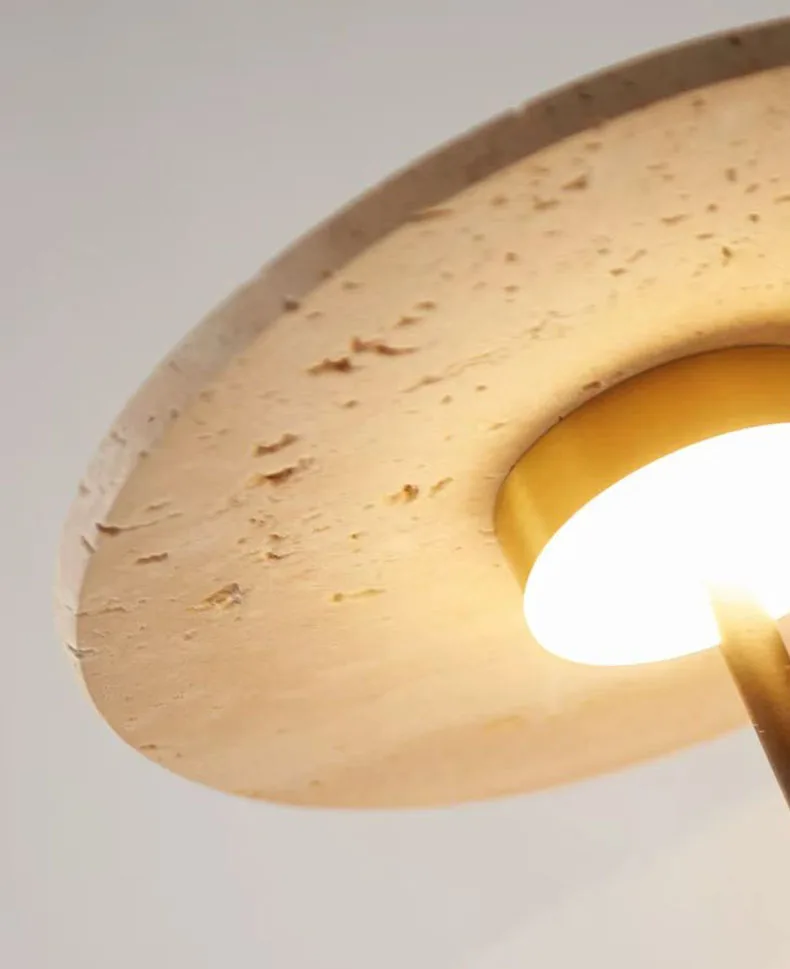 Creative Round Natural Stone Wall Light Dark Wood 3000K