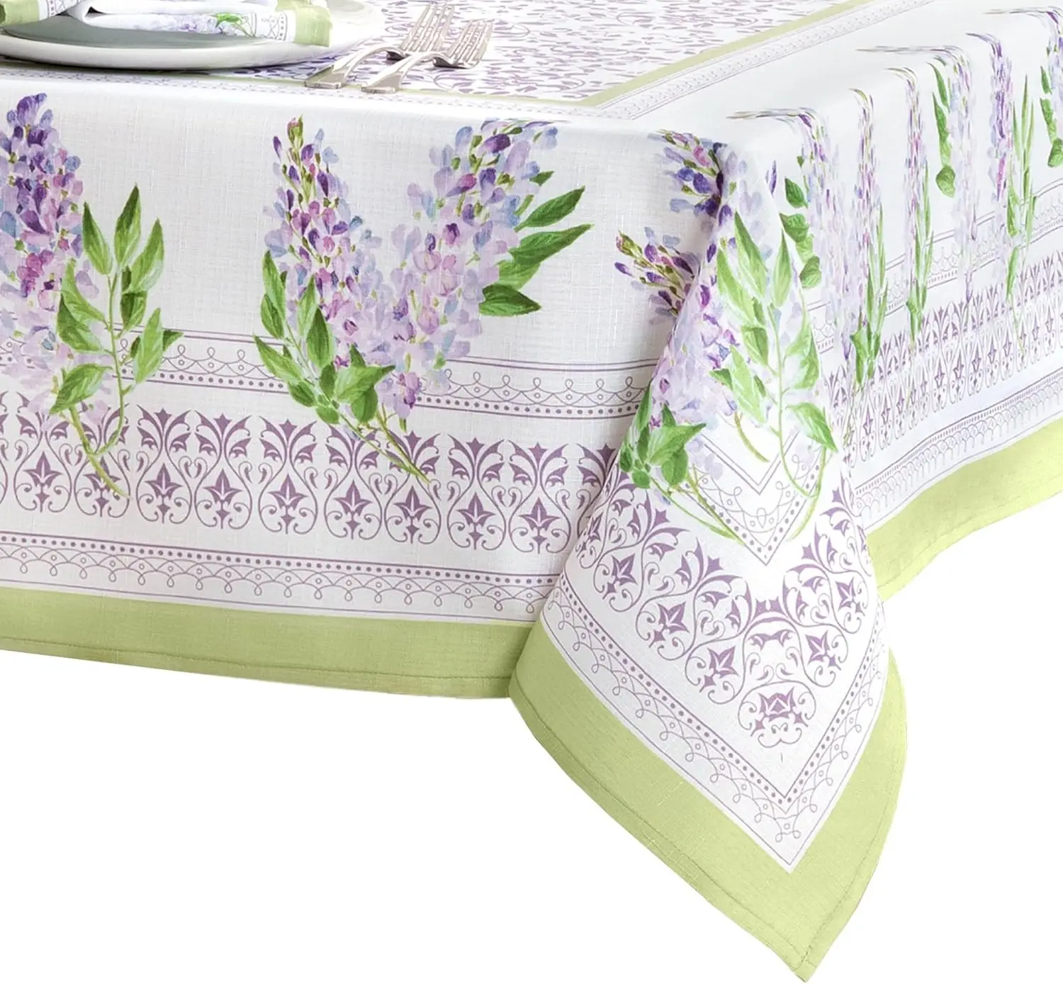 

Home Fashions Lilac Garden Floral Spring/Summer Wrinkle Resistant Dining Tablecloth, 60"x144" Rectangle