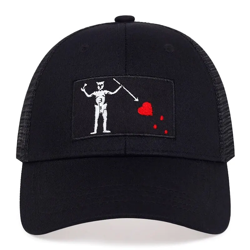 Unisex Skeleton Head Branch Heart Embroidery Baseball Net Caps Spring Summer Outdoor Adjustable Casual Hats Sunscreen Hat