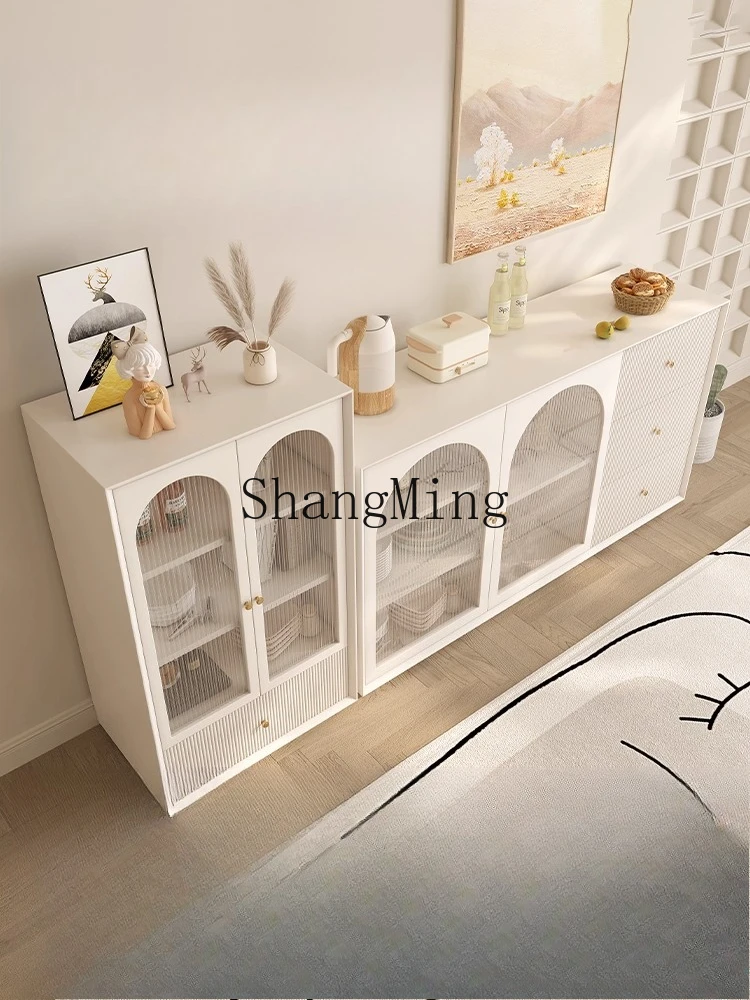 

FG Cream Wind Solid Wood Side Cabinet Wine Cabinet Multifunctional Restaurant Storage Cabinet Room Cupboard