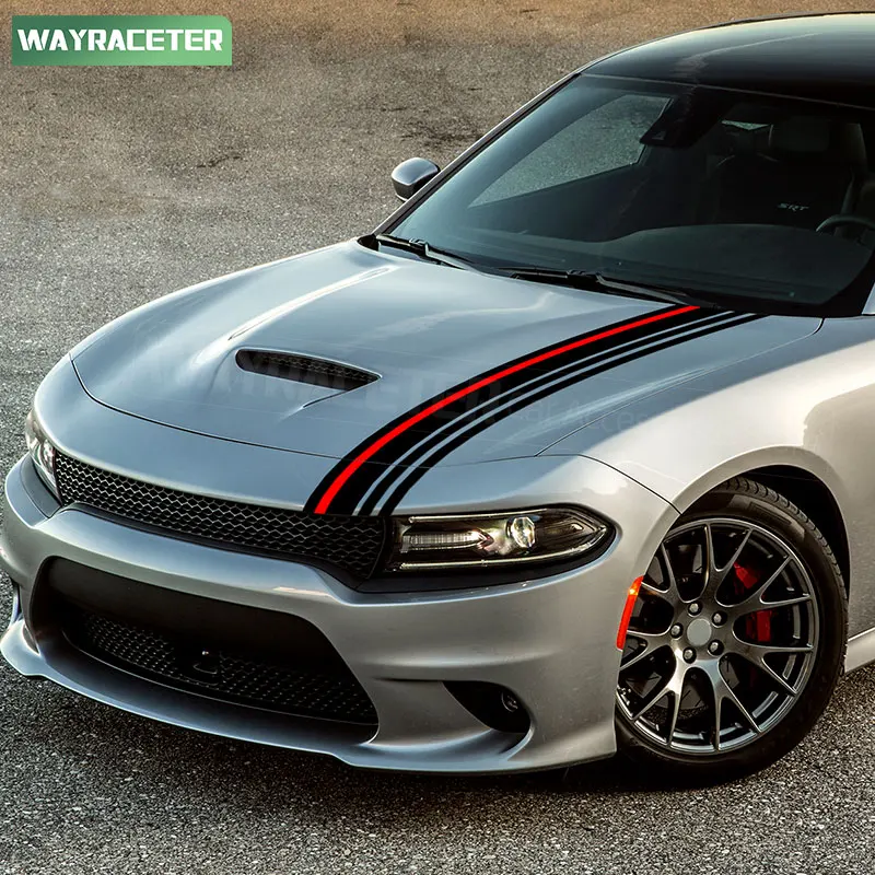 ملصق خطوط لغطاء المحرك ، طبعة حزمة برتقالية بنصف نصفي ، ألياف الكربون ، الفينيل ، شاحن دودج ، SRT ، Hellcat ، شيطان SXT ، إكسسوارات