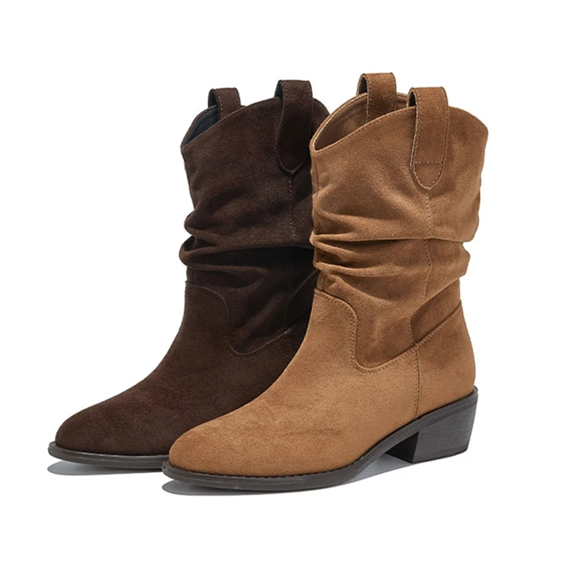 

AIYUQI 2025 New pointed Women's Cowboy Boots Non-Slip Mid-Calf Women Ankle Boots Large Size Fashion female Biker Boots
