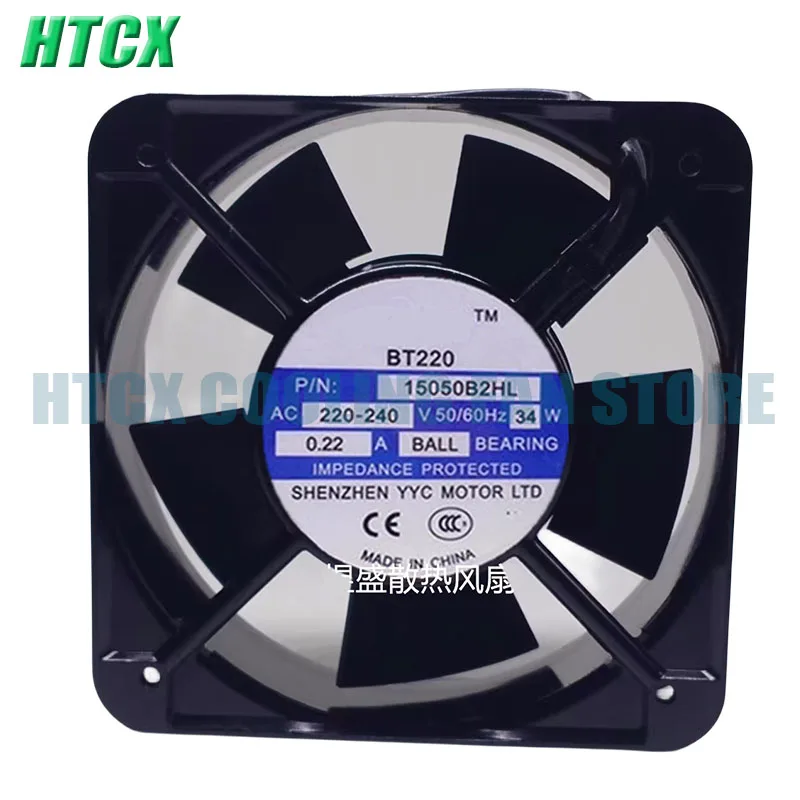15050B2HL AC Axial Cooling Fan AC 220V-240V 0.22/0.21A 34W 2800RPM 2 Wires