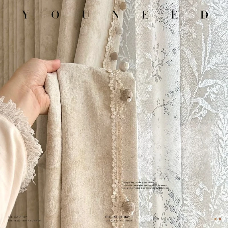 

Blackout Cloth Custom Living Room Dining Room Bedroom High Quality Custom Curtains Morris Flower French Retro Chenille Curtains