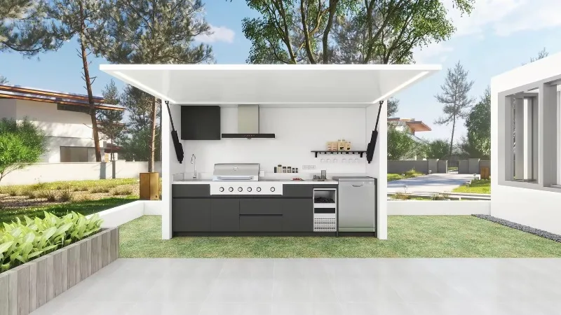 Custom White Outdoor Kitchen Modular Station Island BBQ Island with Countertop Customizable Grill Station for Garden Patio