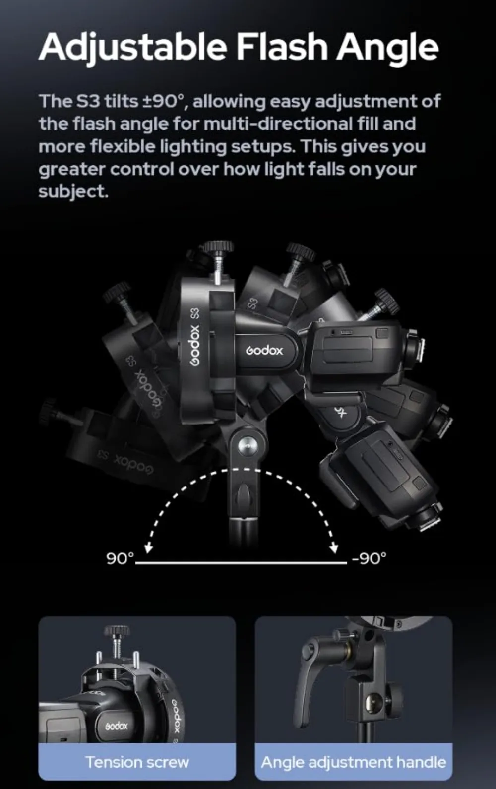 NEUE Godox S3 Speedlite-Halterung für Godox AD200Pro AD200Pro II AD400Pro AD400Pro II AD600Pro – Detail 3