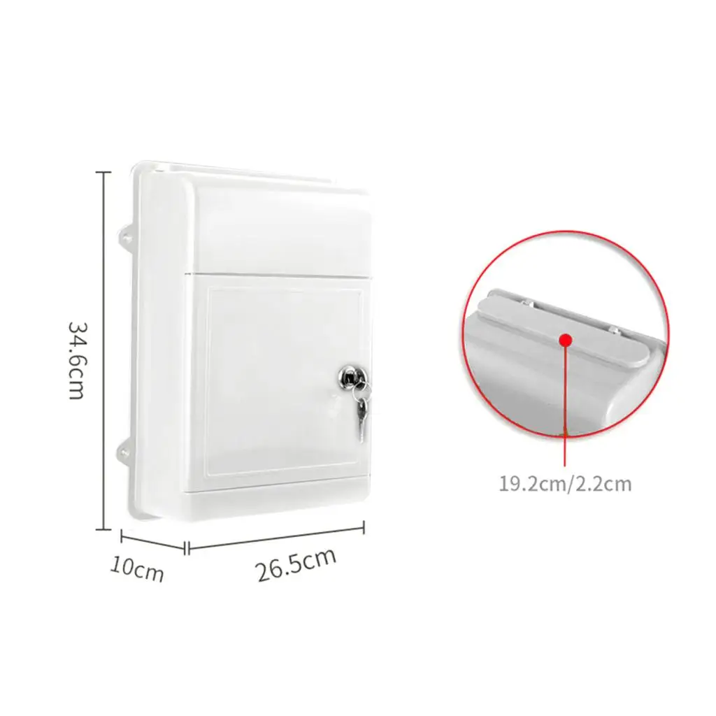 Plastic Wall Mount Mailbox with Key Practical Letter Box Postbox Newspaper Box for Outside Office Building Community Street