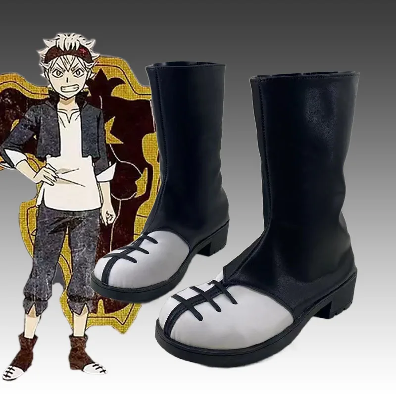 

Black Clover Asta Cosplay Leather Shoes Mid-calf Boots Halloween Masquerade Carnival Performance Party Costume Props
