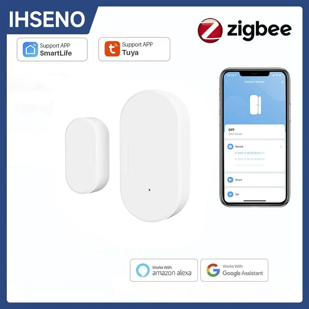 tuya inteligente zigbee porta janela sensor casa inteligente sem fio mini detectores de porta abrir fechar app alarme remoto 01