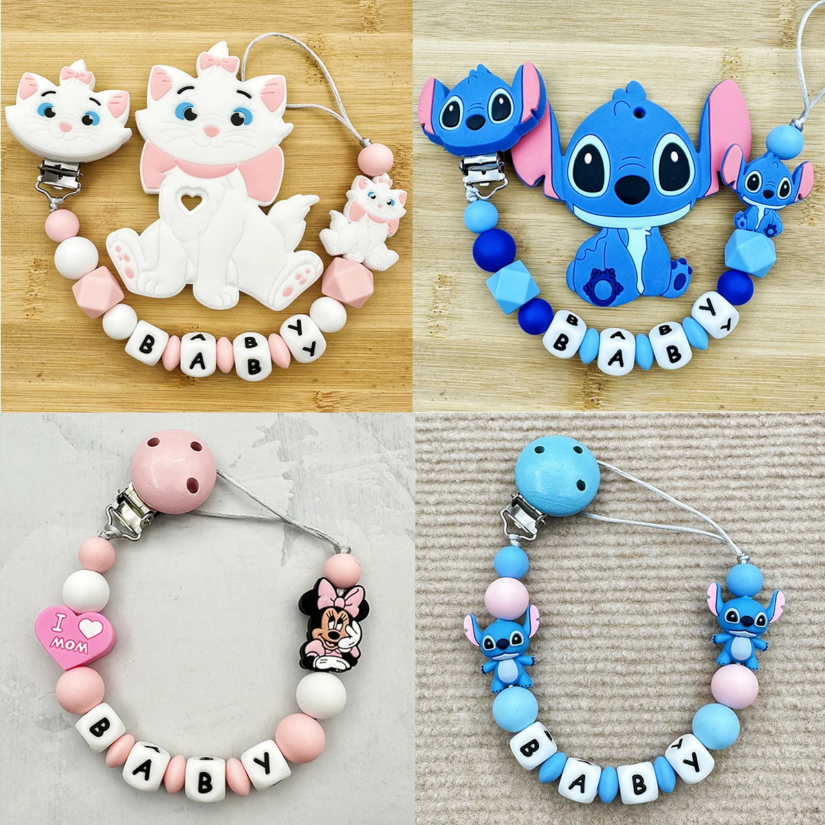 Lettres personnalisées en silicone pour bébé, attaches-tétines, chaînes, pendentifs de dentition, cadeaux de naissance