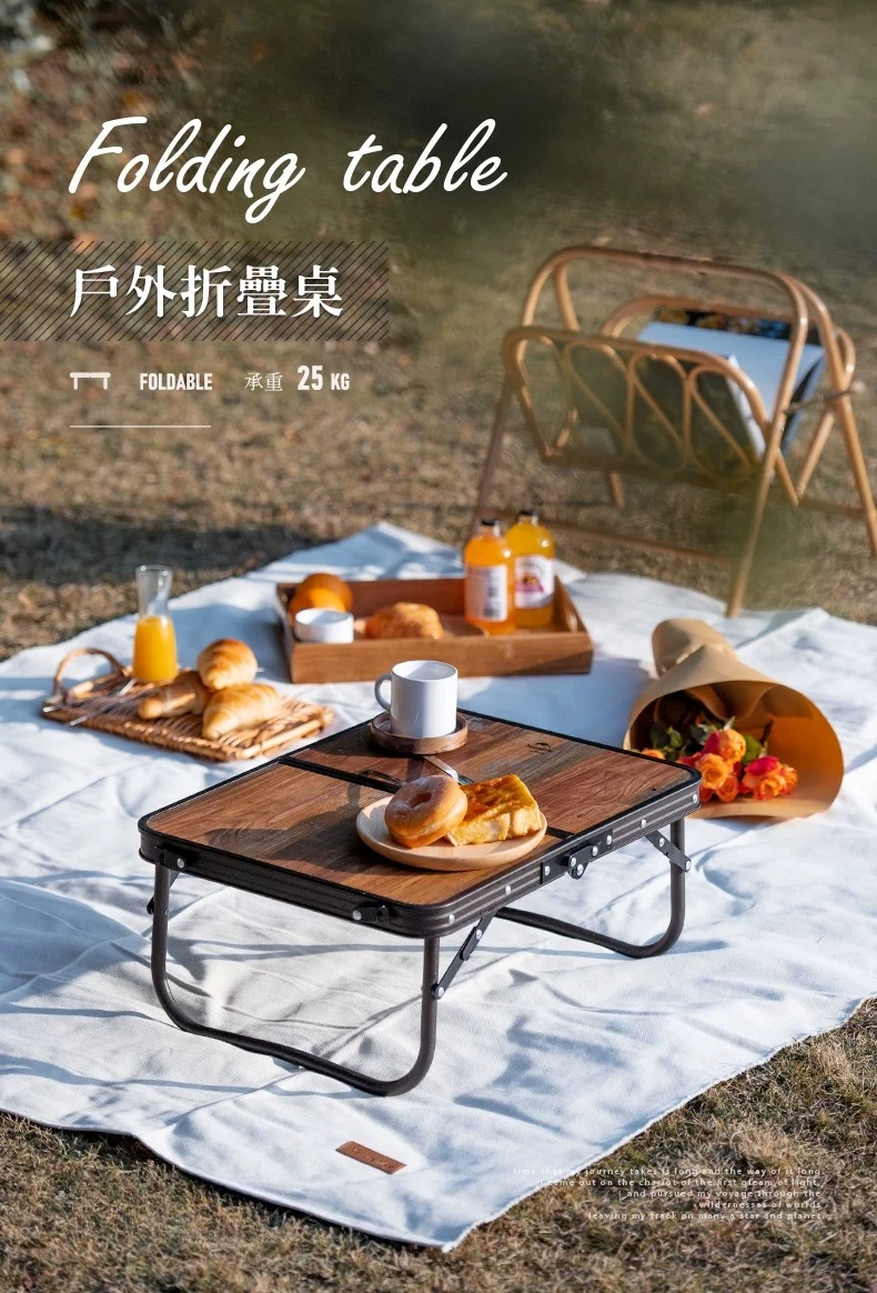 Adjustable Height MDF Foldable Table Aluminum Leg Outdoor Camping Picnic BBQ Desk