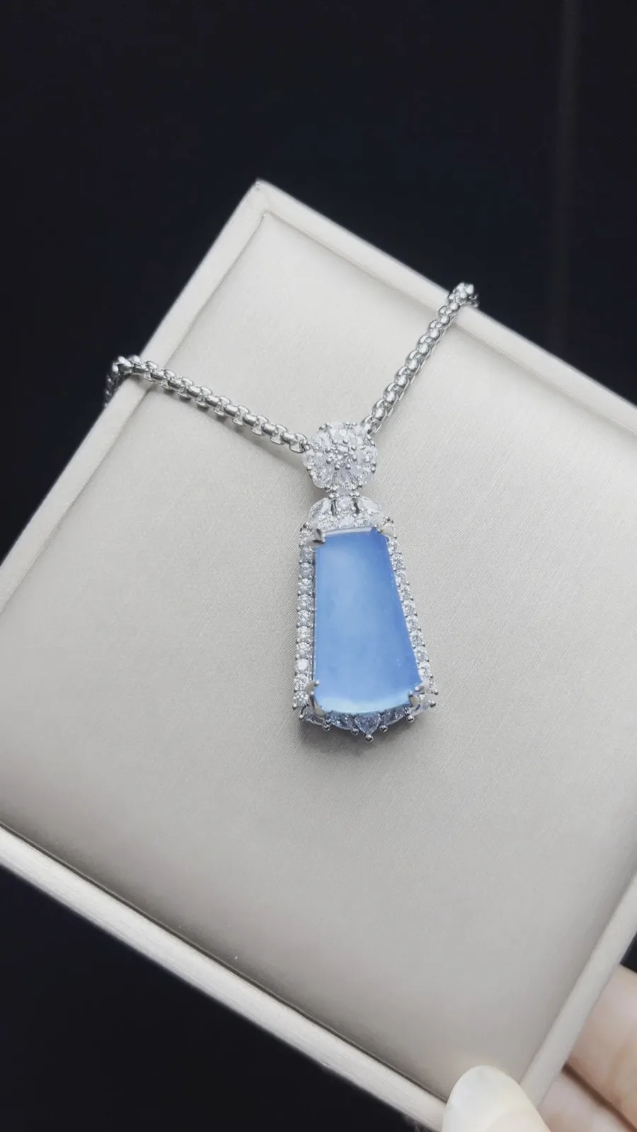 Real Natural High Ice Blue Burme Jade Jadeite amulet Pendant & Necklace
