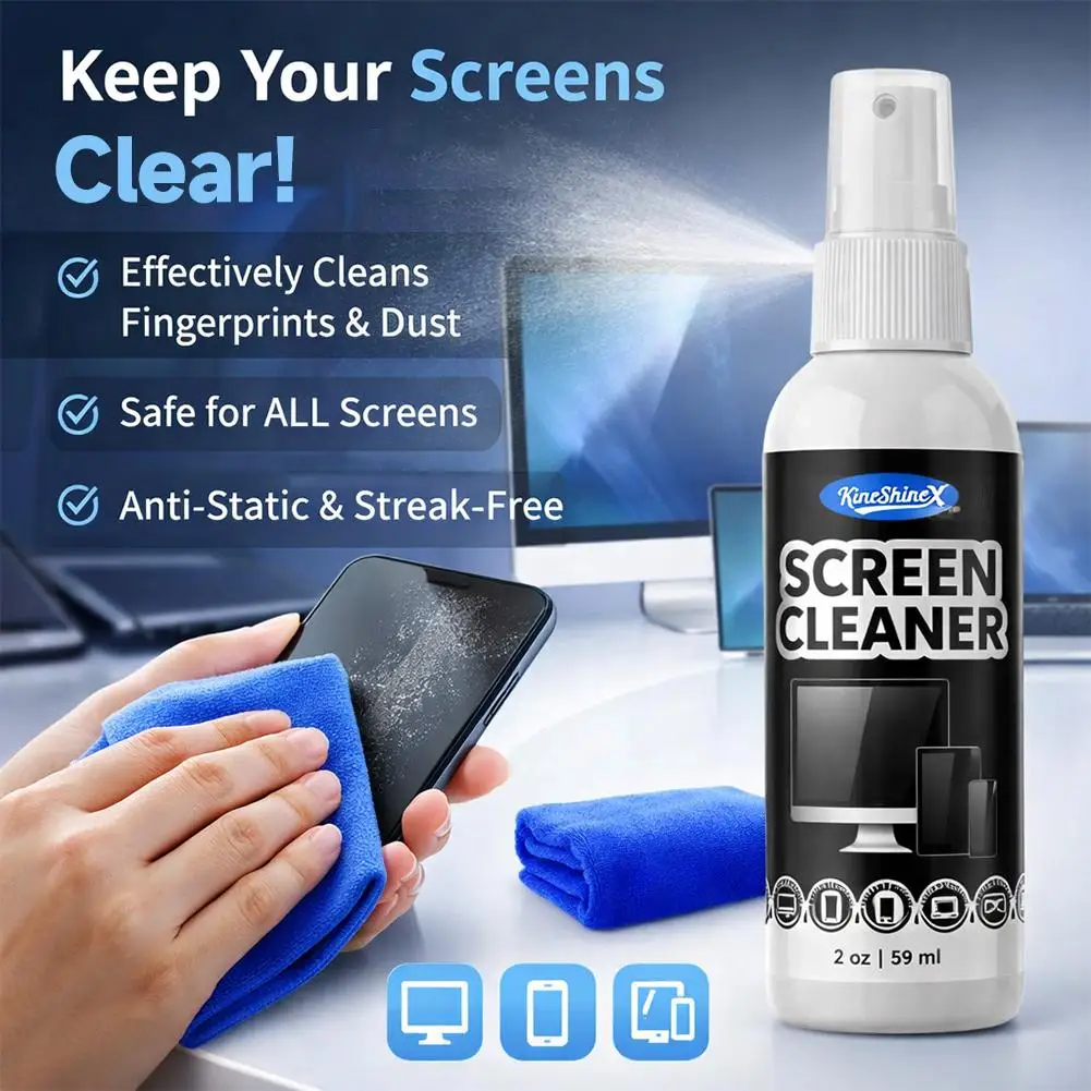 Upgrade Screen Cleaner Kit with Polishing Cloth - Streak-Free Spray for MacBook, iPad, iPhone, Laptop, Monitor & TV