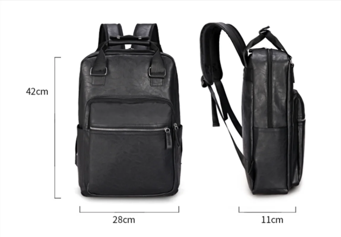 Imagem -06 - Homens Mochila Couro pu Bagpack Grande Laptop Mochilas Mochilas Masculinas Mochila Casual para Adolescentes Meninos Marrom Preto