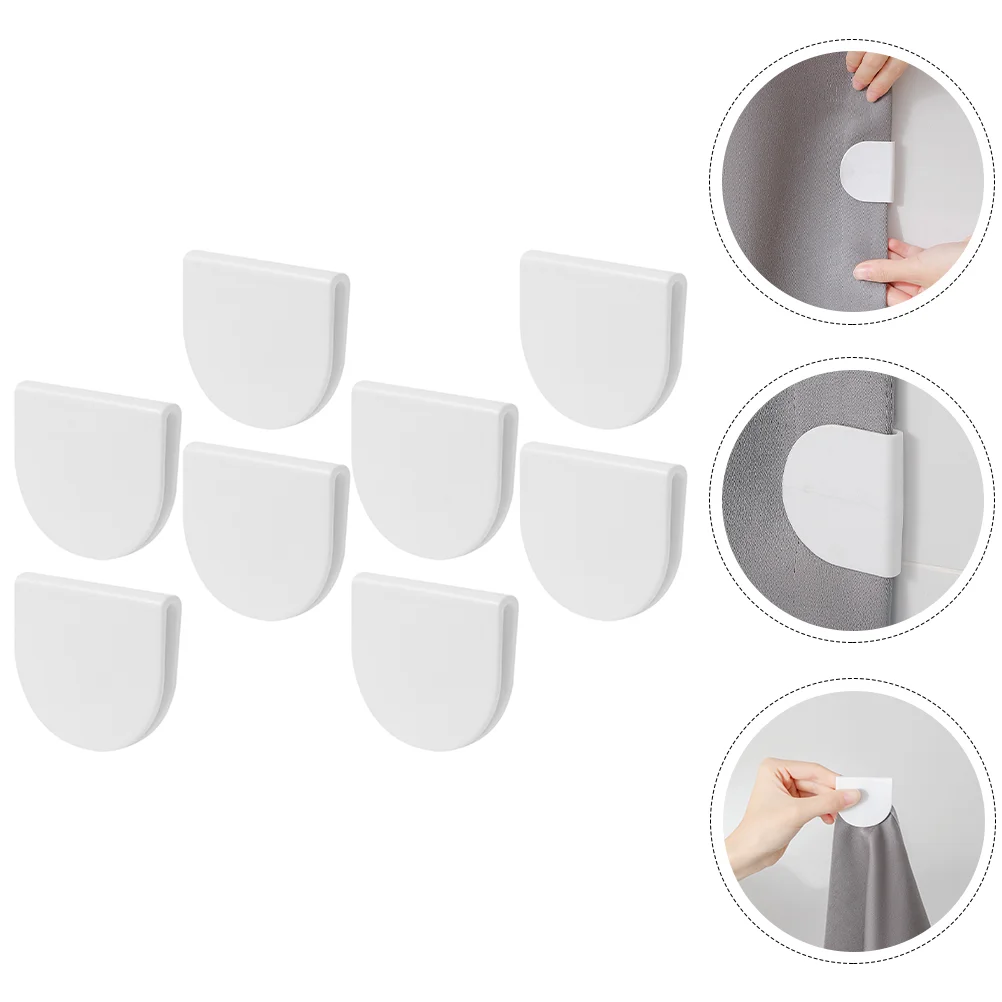 8 Pcs Shower Curtain Clip Holders for Stall Clips Splashproof Guard Tub Windproof Side Abs The Wall Liner Bathroom Adhesive