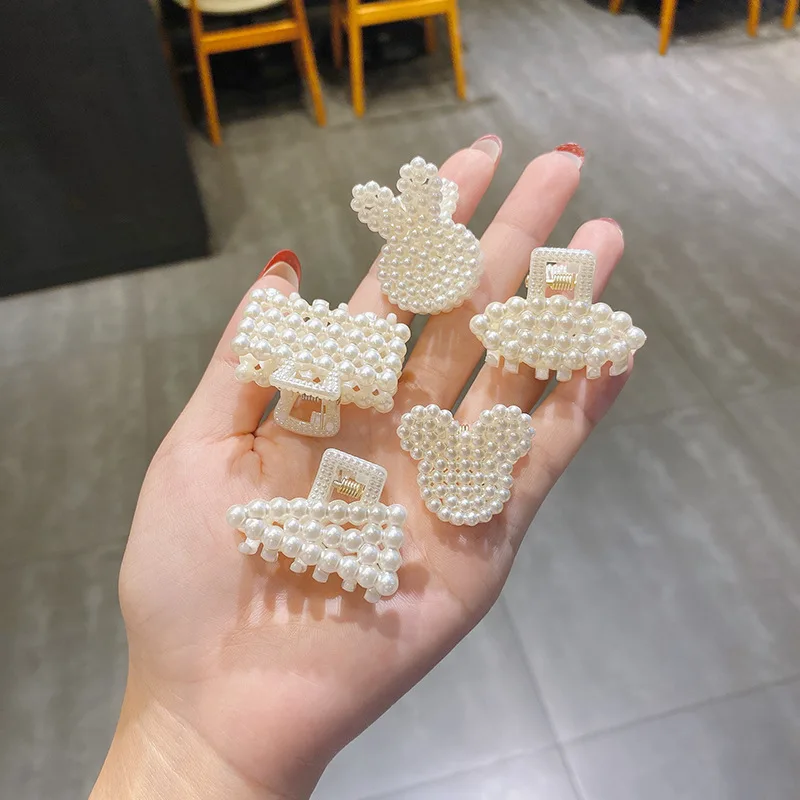 Neue Kleine Perlen Acryl Haar Klaue Clips Kleine Größe Make-Up Haar Styling Haarspangen Für Frauen Nette Mini Klaue Clip Haar Zubehör – Detail 4