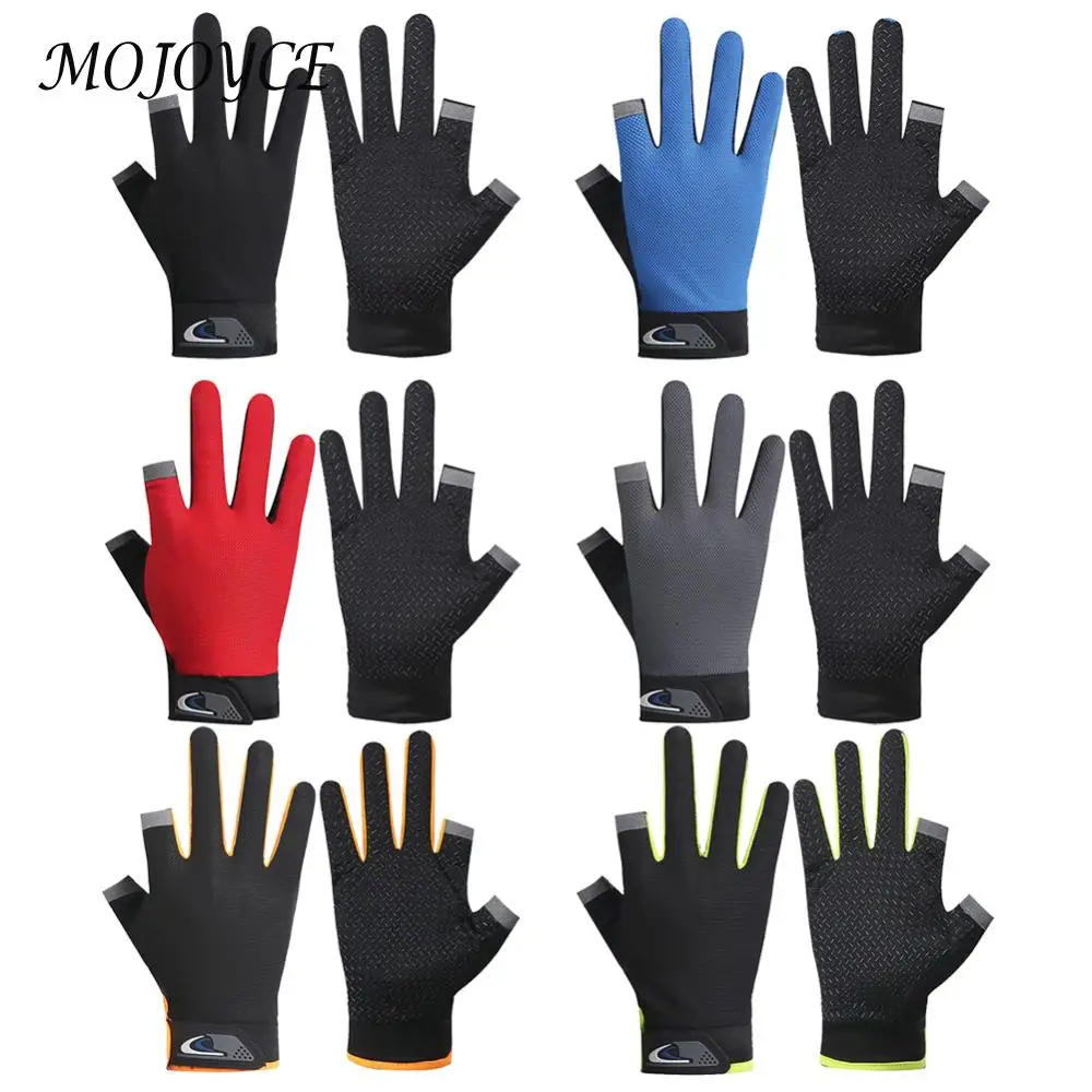 1 Pair Cycling Gloves 2 Cut Fingers Winter Fishing Gloves Men Women Breathable Anti-slip Antiskid Fishing Wear for Pesca Fitness