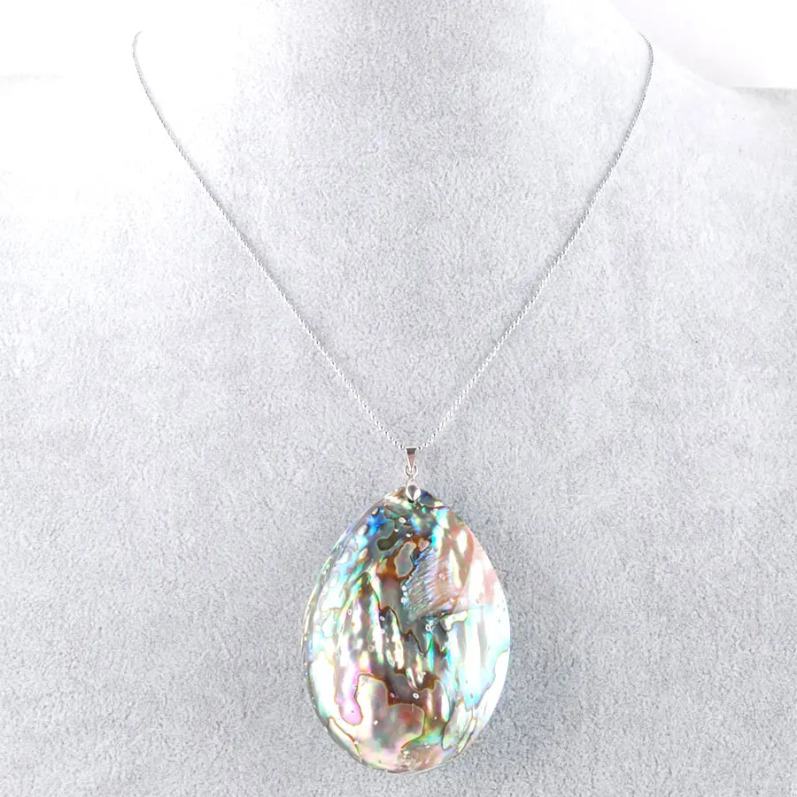 Natural Abalone Shell Double Sided Pendant Charm Iridescent Paua Shell Drop Shape Bead for Necklace Jewelry Gift N3430
