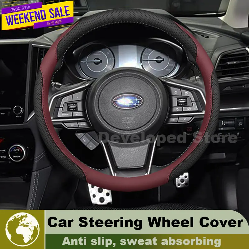 Leather Car Steering Wheel Cover For Subaru Impreza WRX Wagon 2000-2026 Round Auto Steering Wheel Subaru Crosstrek Accessories