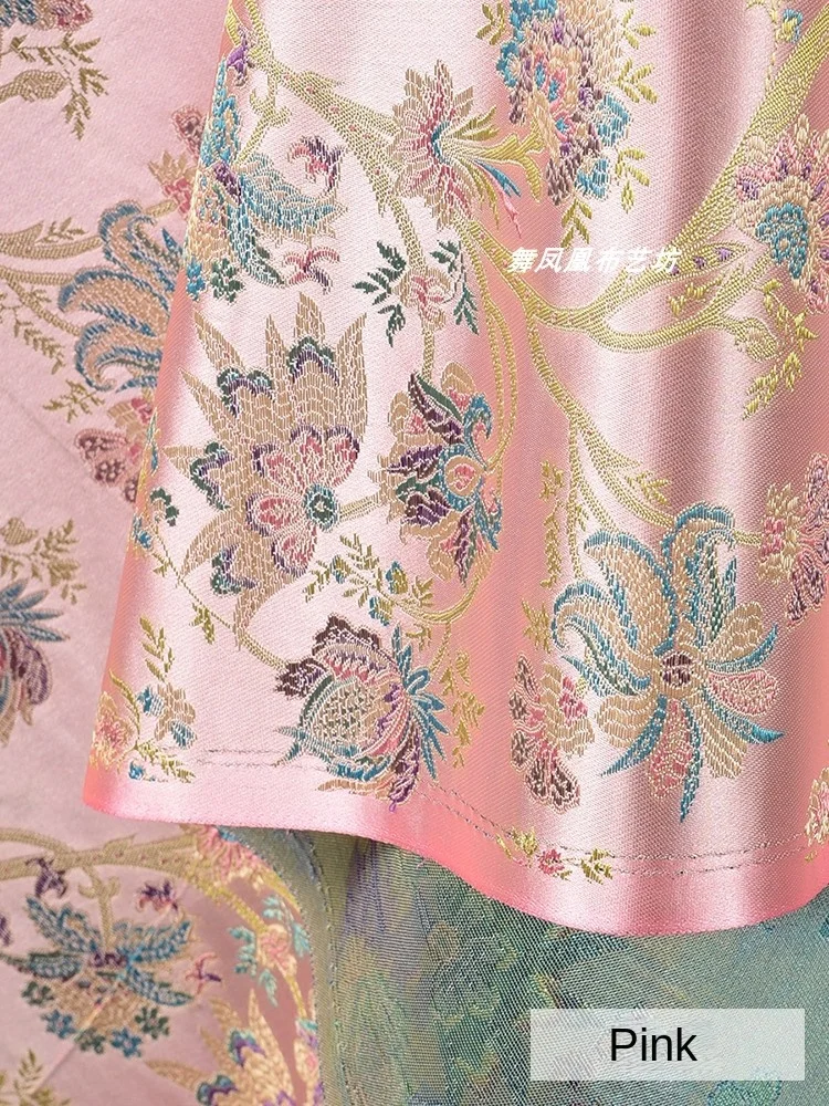 Jacquard Brocade Fabric Pink Vest New Chinese Style Clothing Design Fabrics Cloth for Apparel Sewing By The Meter Diy Material