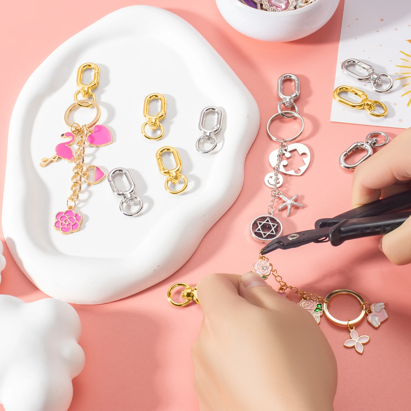 5Pcs Heart Shaped Metal Split Rings for Key Holders