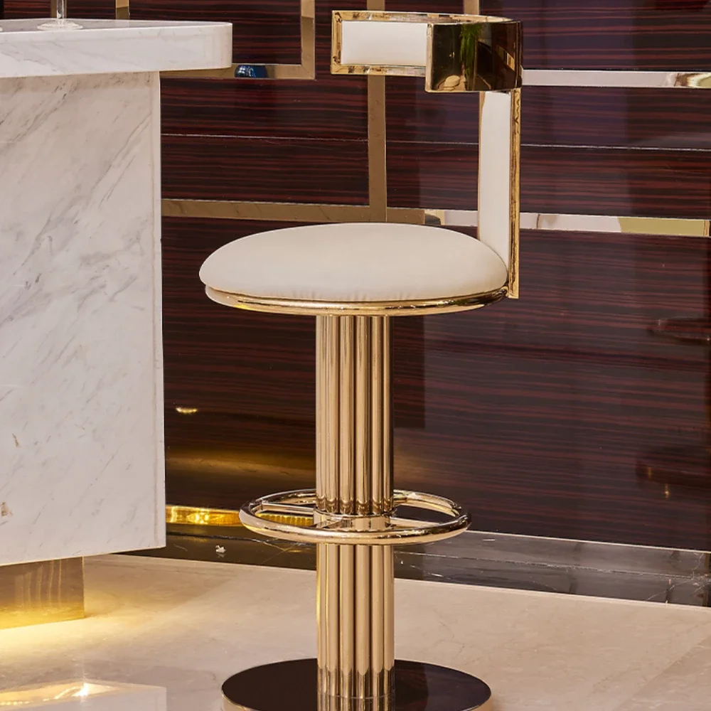 

Light Luxury Post-Modern Stainless Steel Metal Bar High Back Chair High-End Household