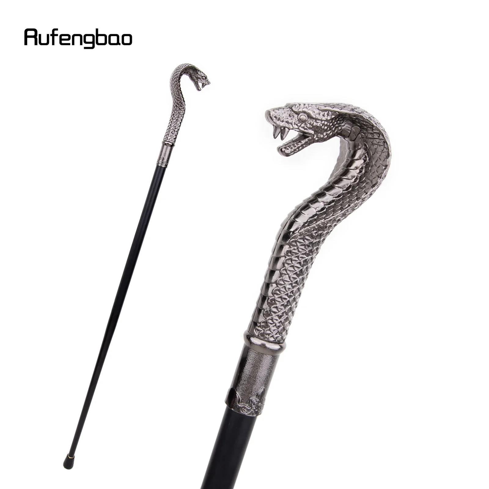 Silver Luxury Snake Single Joint Fashion Walking Stick Decorative Vampire Cospaly Party Walking Cane Halloween Crosier 93cm