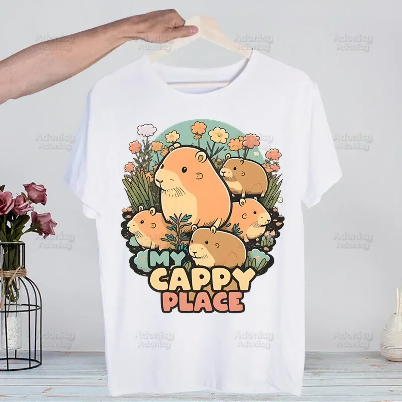 

Funny Animals Capybara Cartoon Men's casual printing T-shirt high-fashioned short-sleeved men's T-shirt shirt