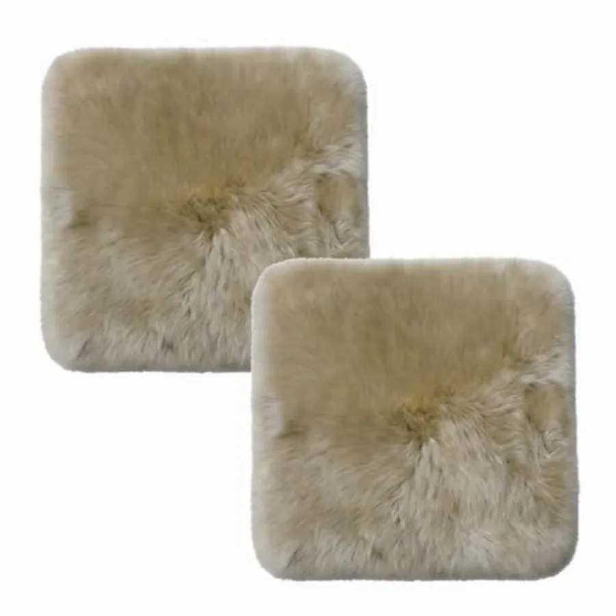 

Natural Square Fur 2 Pack Chair Cover Genuine Sheepskin Non Slip Comfortable for Conference Room Cushions Classroom Cushions Of