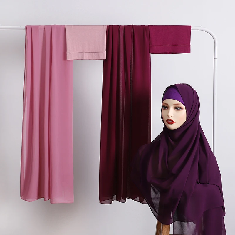 Premium Perfect matching color breathable undercap plain light weight chiffon modal hijab scarf