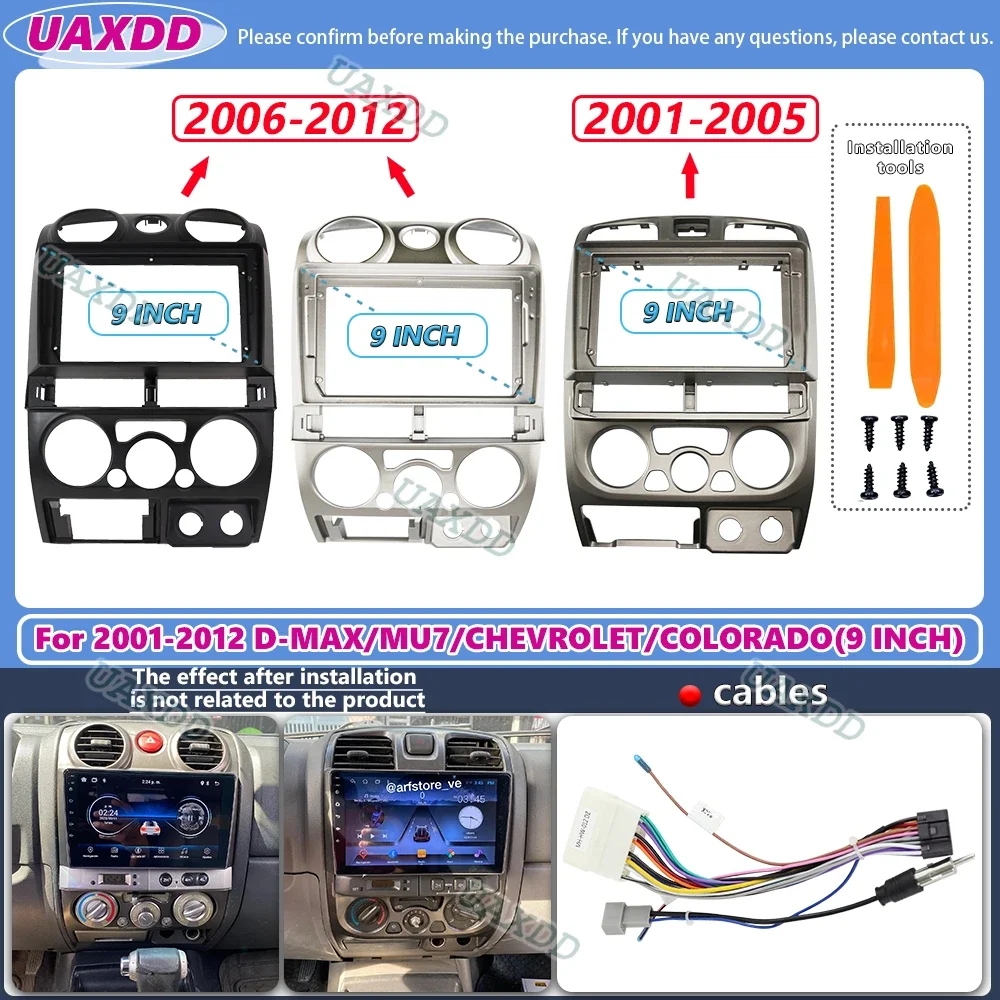 Dla 2001-2005 Isuzu DMAX mu-7 Chevrolet colorado 9-calowe radio android stereo panel ramki fascia odtwarzacz audio ekran kabel wiązka przewodów