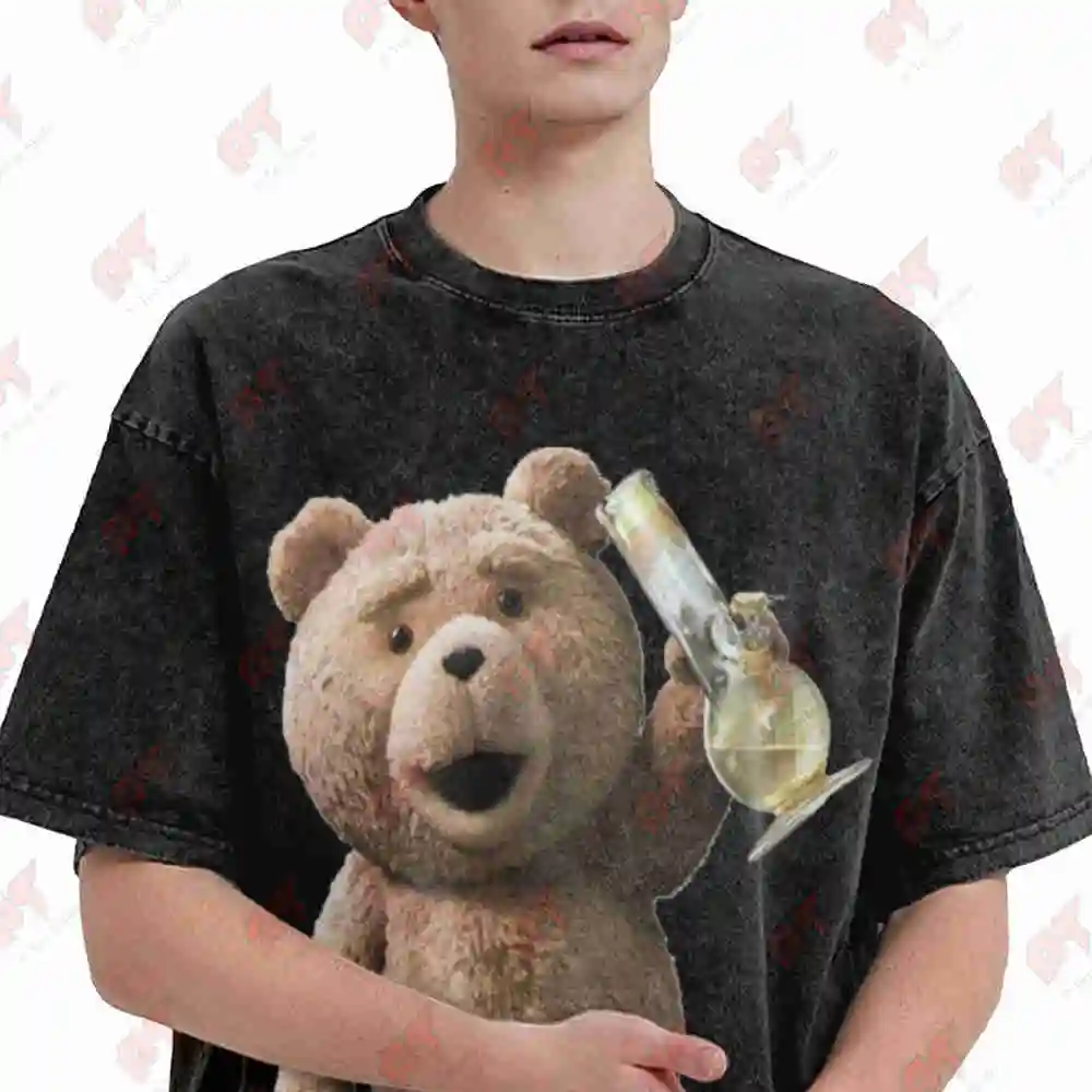 Ted Bong Cult Oversized Harajuku Vintage Washed Tee Pure Cotton T-Shirt