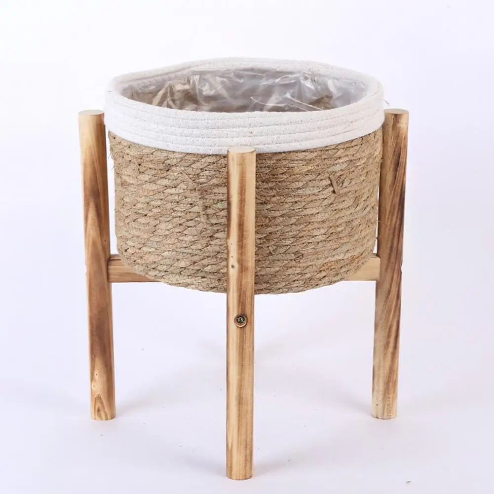 Fiddleleaf Fig Plant Holder Heavy Duty Floor Flower Stand Rattan Plant Basket Holder Stable Corner Display Shelf for Indoor