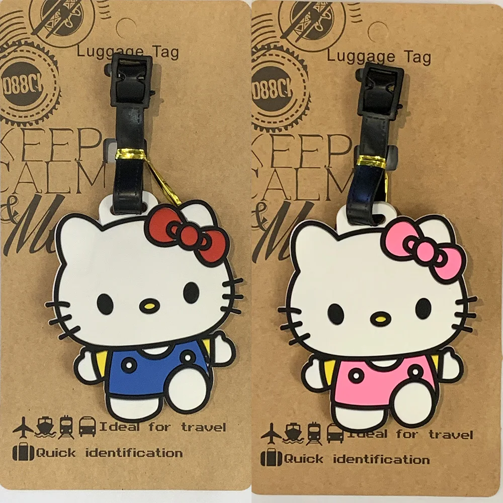 Travel Accessories PVC Luggage Tag Cute Cartoon Sanrio Hello Kitty Suitcase Portable Label